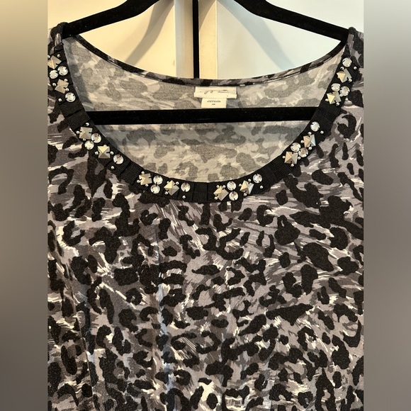 Jaclyn Smith Jewel Embellished Top Black & White Print Top Blouse sz 1X - Picture 6 of 8